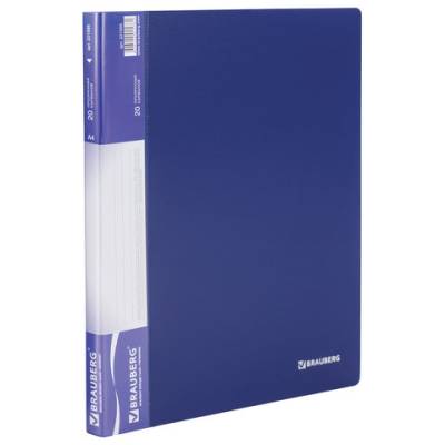 Самсон Папка 20 вкладышей BRAUBERG стандарт, синяя, 0,6 мм, 221595