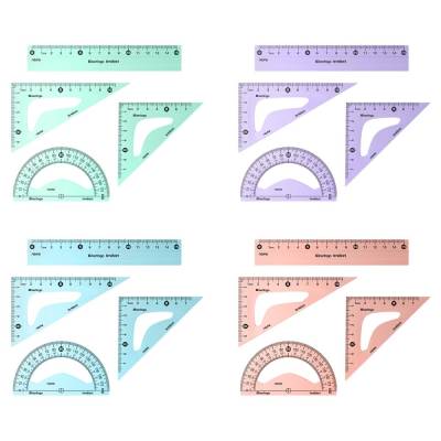 КанцРЦ Набор чертежный малый Berlingo "Instinct" (треуг. 2шт., линейка 15см, транспортир), ассорти