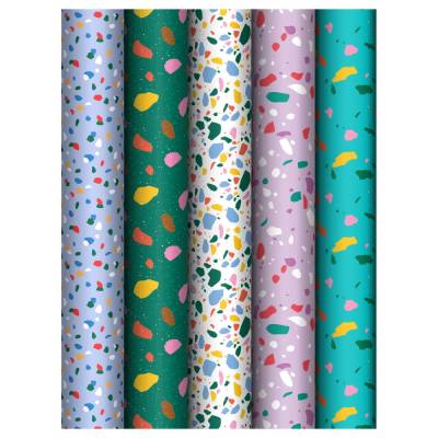 КанцРЦ Упаковочная бумага глянц. 70*100см, MESHU "Terrazzo", 80 г/м2, ассорти, 5 дизайнов