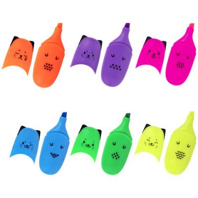 Самсон Текстовыделитель мини BRAUBERG KIDS "CUTE CATS NEON", АССОРТИ В ПЛАСТИКОВОЙ БАНКЕ, 1-5 мм, 1