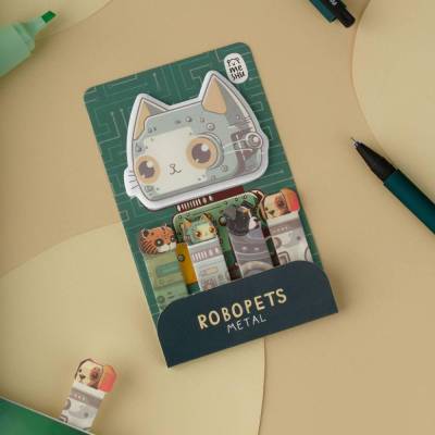 КанцРЦ Флажки-закладки и самоклеящиеся блоки в наборе MESHU "Robopets metal", 20л., европодвес