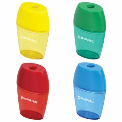 Самсон Точилка BRAUBERG "Diamond", с контейнером, овальная, в дисплее, ассорти, 222491