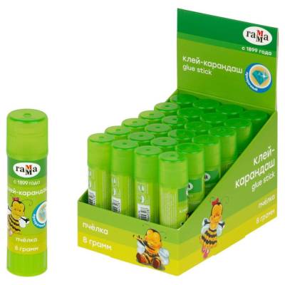 КанцРЦ Клей-карандаш Гамма "Пчелка", 8г, прозрачный, ПВП