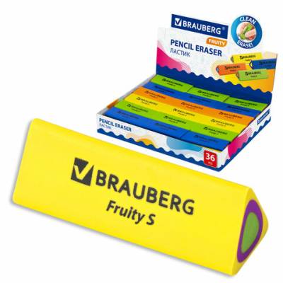 Самсон Ластик BRAUBERG "Fruity S", 44х15х15 мм, цвет ассорти, треугольный, 228713