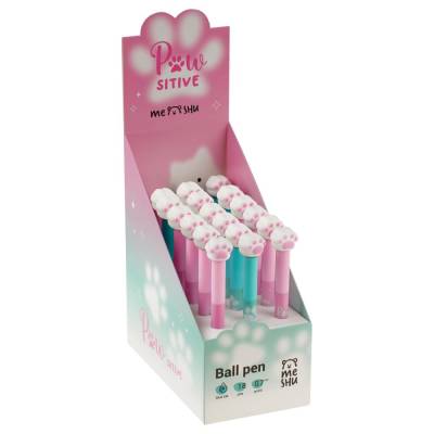 Ручка шариковая автоматическая MESHU "Spinner Paw" синяя, 0,7мм, корпус ассорти