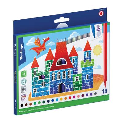 КанцРЦ Фломастеры Berlingo "Замки", 18цв., смываемые, картон, европодвес WP00218