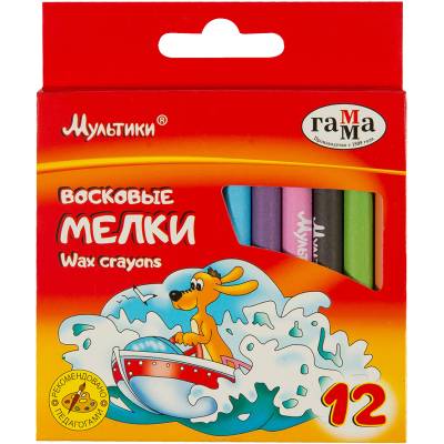 КанцРЦ Мелки восковые Гамма "Мультики", 12цв., круглые, картон, европодвес 2131018_01_29