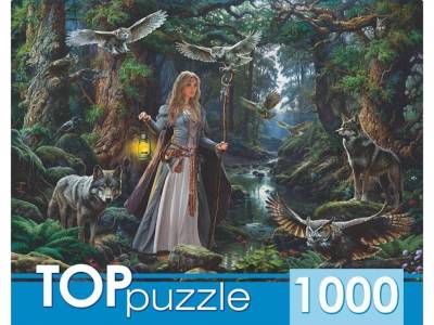 Купить TOPpuzzle. ПАЗЛЫ 1000 элементов. Девушка с волками и совами (арт. Ф1000-5889) в БУКВАЕШКА