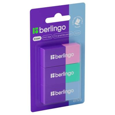 КанцРЦ Ластик Berlingo "Envy", 3шт., термопластичная резина, 45*21*11мм, блистер