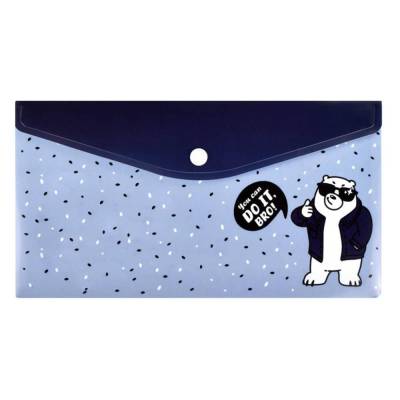 КанцФеникс Папка для документов на кнопке пластиковая А5 Четкий медведь, арт. 59376