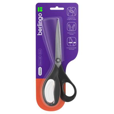 КанцРЦ Ножницы Berlingo "Easycut 200" 18см, эргономичные ручки, европодвес