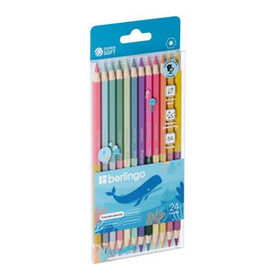 Карандаши цветные пастельные двусторонние Berlingo "SuperSoft. Pastel", 24цв., 12шт., заточе
