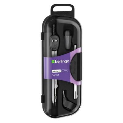 Готовальня Berlingo "Expert" 4 предмета, циркуль 135мм, пластиковый футляр DS_00404