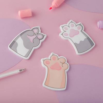 КанцРЦ Самоклеящийся блок фигурный MESHU "Paws", 40л., европодвеc, ассорти