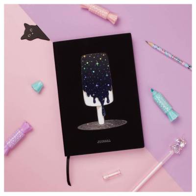 КанцРЦ Ежедневник недатированный, А5, 136л., кожзам, MESHU "Magic. Ice cream", тон. блок, аппликаци
