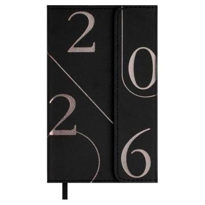 Еженедельник датированный 2026 95х155 мм, Кассандра черный, 64 л., арт. 70350