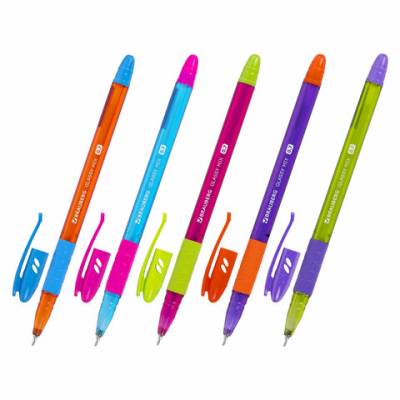 Самсон Ручка шариковая масляная с грипом BRAUBERG GLASSY MIX, СИНЯЯ, корпус ассорти, линия письма 0