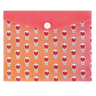 КанцФеникс Папка для документов на кнопке пластиковая А6 Лампочки, арт. 69037
