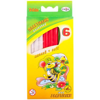 Пластилин Гамма Пчелка, 06 цветов, восковой, со стеком, картон, европодвес