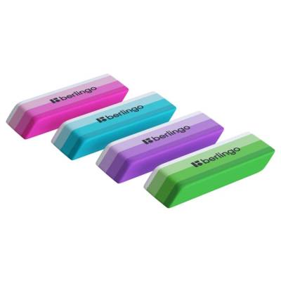 Ластик Berlingo "Stripes", прямоугольный, скошенный, термопласт. резина, цвета ассорти, 50*1