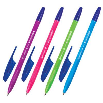 Самсон Ручка шариковая BRAUBERG "X-333" NEON SOLID, СИНЯЯ, корпус ассорти, узел 0,7 мм, линия письм