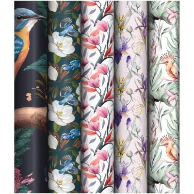  Упаковочная бумага глянц. 70*100см, MESHU "Весеннее настроение", 80г/м2, ассорти 5 дизайнов