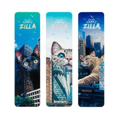 КанцРЦ Закладка для книг, 47*176мм, MESHU "CatZilla", ассорти