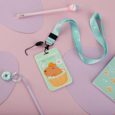 КанцРЦ Бейдж вертикальный MESHU "Be capy", 110*70мм, лента с карабином, 2D печать, опп пакет с евро