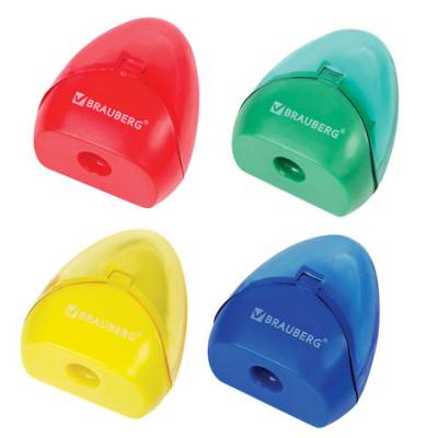 Самсон Точилка BRAUBERG BELL с контейнером, пластиковая, конусообразная, цвет корпуса ассорти, 2269