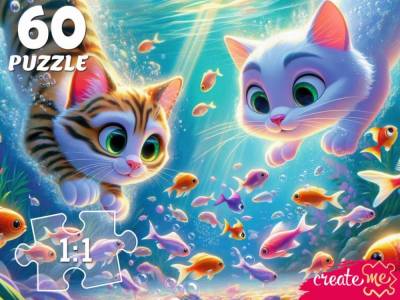 Купить ПАЗЛЫ 60 элементов. КОТЯТА ПОД ВОДОЙ  (арт.Х60-7595) в БУКВАЕШКА