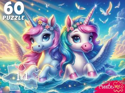 Купить ПАЗЛЫ 60 элементов. ВОЛШЕБНЫЕ ЕДИНОРОГИ В МОРЕ (арт. УК60-0222) в БУКВАЕШКА