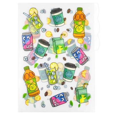 Папка-уголок для документов пластиковая А4 Напитки, арт.  65852