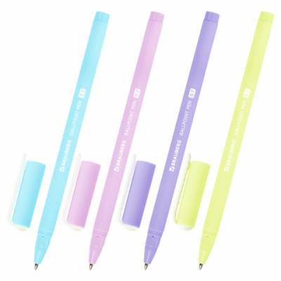 Самсон Ручка шариковая BRAUBERG SOFT TOUCH STICK "PASTEL" СИНЯЯ, мягкое покрытие, корпус ассорти, у