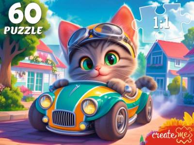 Купить ПАЗЛЫ 60 элементов. Котёнок в автомобиле  П60-5996 в БУКВАЕШКА