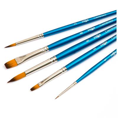 КанцРЦ Набор кистей Гамма, 5шт., синтетика, круглые №1, 3, 5 плоские №5,8, блистер