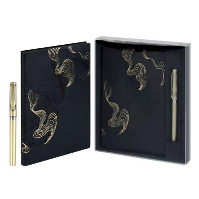 Ежедневник недатированный + ручка шариковая А5, Виннер черный, 120 л., арт. 70561