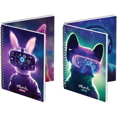 Тетрадь 80л., А5, клетка на гребне MESHU "Miumiu", двойная обложка, матовая ламинация, тисне