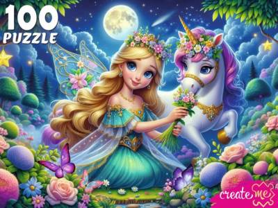 Купить ПАЗЛЫ 100 элементов. ПРЕКРАСНАЯ ПРИНЦЕССА И ЕДИНОРОГ (арт. УК100-0237) в БУКВАЕШКА