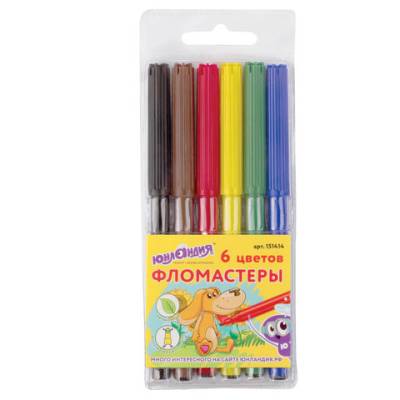 Самсон Фломастеры ЮНЛАНДИЯ 6 цветов, "УРОКИ РИСОВАНИЯ", вентилируемый колпачок, ПВХ