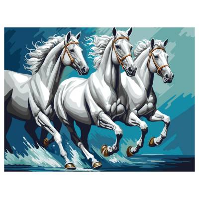 КанцРЦ Картина по номерам на холсте ТРИ СОВЫ "Белая тройка", 40*50, с акриловыми красками и кистями