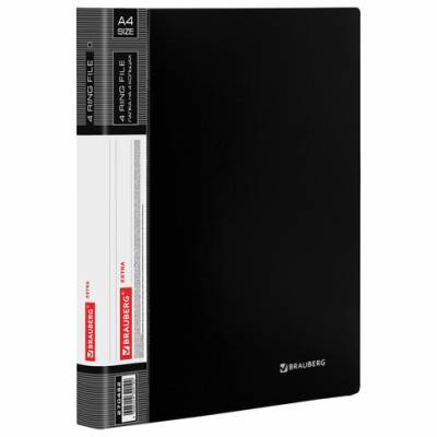 Самсон Папка на 4 кольцах, ширина 25 мм, BRAUBERG EXTRA, до 170 листов, ЧЕРНАЯ, 0,7 мм, 270482