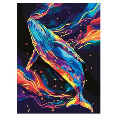 КанцРЦ Картина по номерам на картоне ТРИ СОВЫ "Синий кит", 30*40, с акриловыми красками и кистями