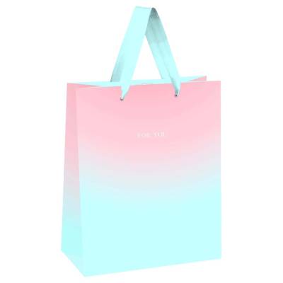 КанцРЦ Пакет подарочный 18*23*10см MESHU "Duotone. Mint-Pink gradient", отд. фольгой, матовая ламин