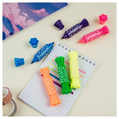 КанцРЦ Текстовыделитель двусторонний MESHU "Candy", мини, ассорти, неоновые цвета, 2/4мм