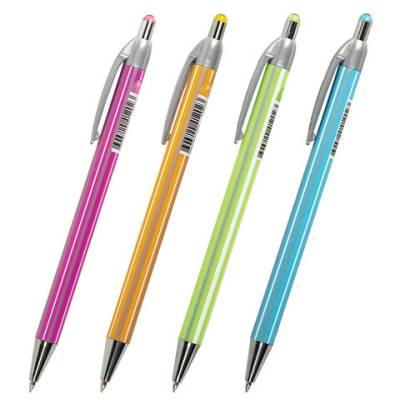 Ручка шариковая автоматическая BRAUBERG, СИНЯЯ, корпус ассорти, линия 0,3мм, 144219