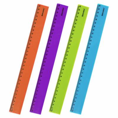 Самсон Линейка пластиковая 30 см BRAUBERG "NEON", непрозрачная, ассорти, 210751