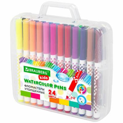 Самсон Фломастеры утолщенные 24 цвета, вентилируемый колпачок, BRAUBERG, 152186