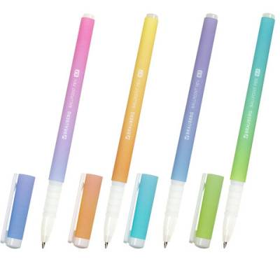 Самсон Ручка шариковая BRAUBERG SOFT TOUCH GRIP "GRADE PASTEL", СИНЯЯ, мягкое покрытие, ассорти, уз