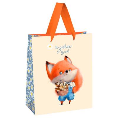 КанцРЦ Пакет подарочный 18*23*10см MESHU "Cute fox", матовая ламинация