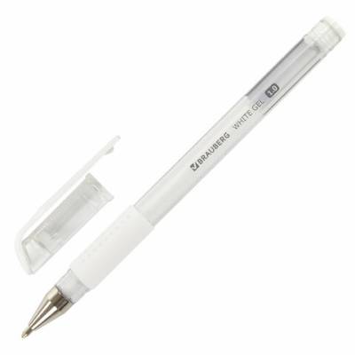 Самсон Ручка гелевая с грипом BRAUBERG "White", БЕЛАЯ, пишущий узел 1 мм, линия письма 0,5 мм, 1434